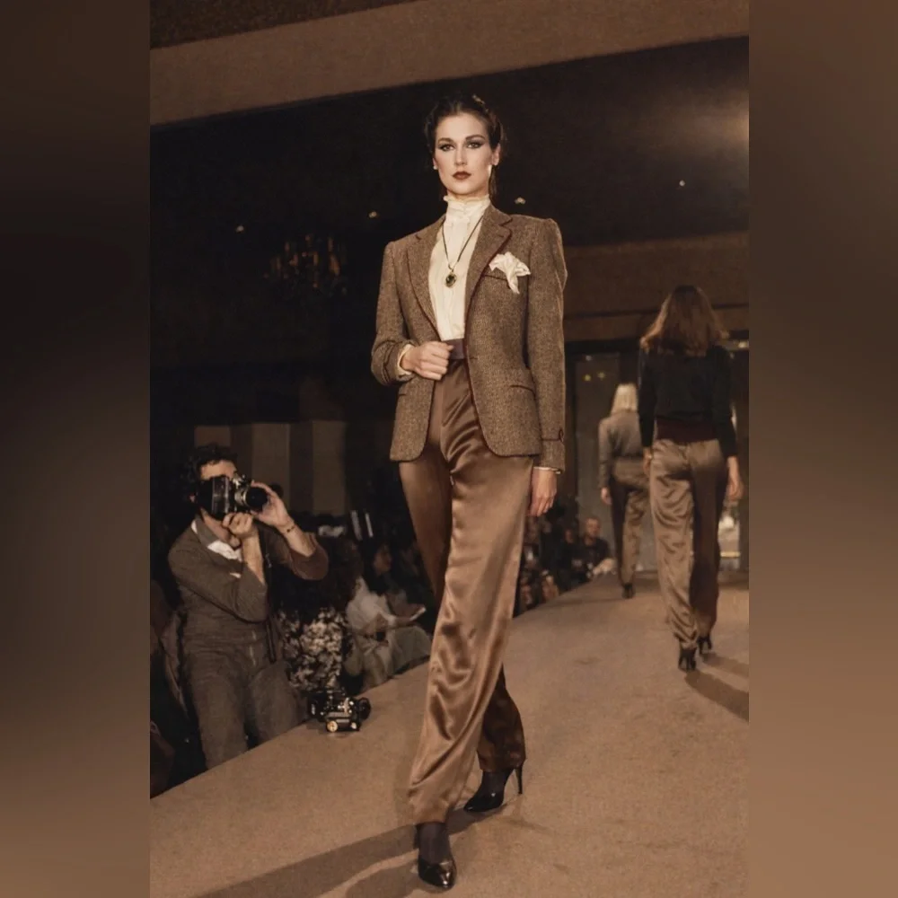 Vintage 70s 80s Ralph Lauren Wool Herringbone Blazer Equestrian Jacket Runway M - Picture 15 of 16